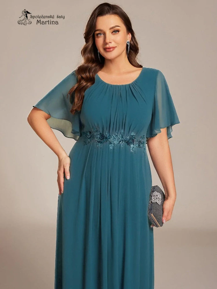 XXL petrolejové dlouhé šaty pro svatebního hosta, svědkyni, maminku svatby "Rosalinda"