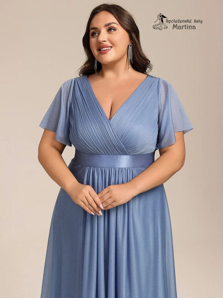 XXL staromodré lehké, mírně asymetrické šaty "Bonita" s krátkými rukávy
