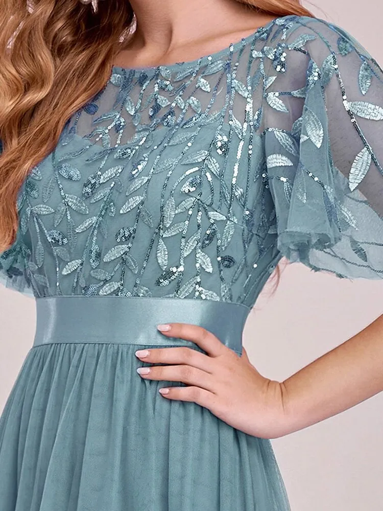 Staromodré společenské šaty "Celeste" s krátkým rukávkem 