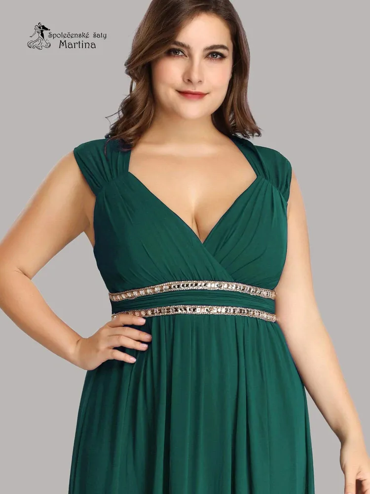 Lahvově zelené šaty antického střihu "Mona" - vel. 50