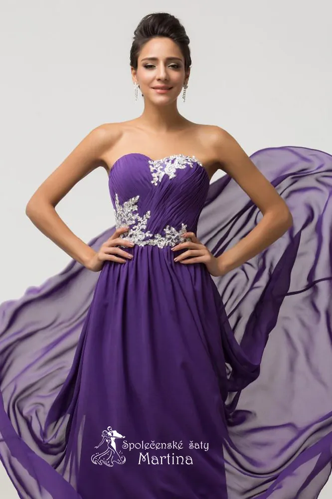 Fialové společenské šaty antického střihu "Alise"