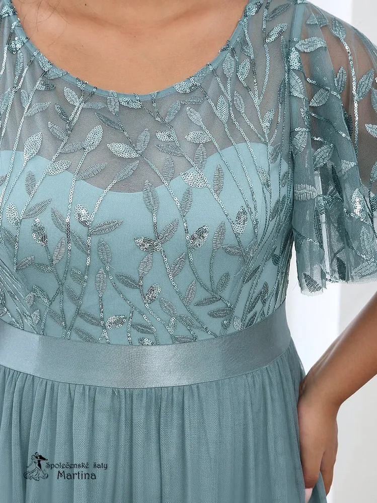Staromodré společenské šaty "Celeste XXL" s krátkým rukávkem 