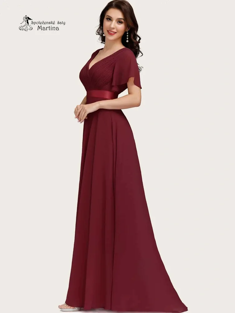 Vínové šifonové šaty "Camila" antického střihu