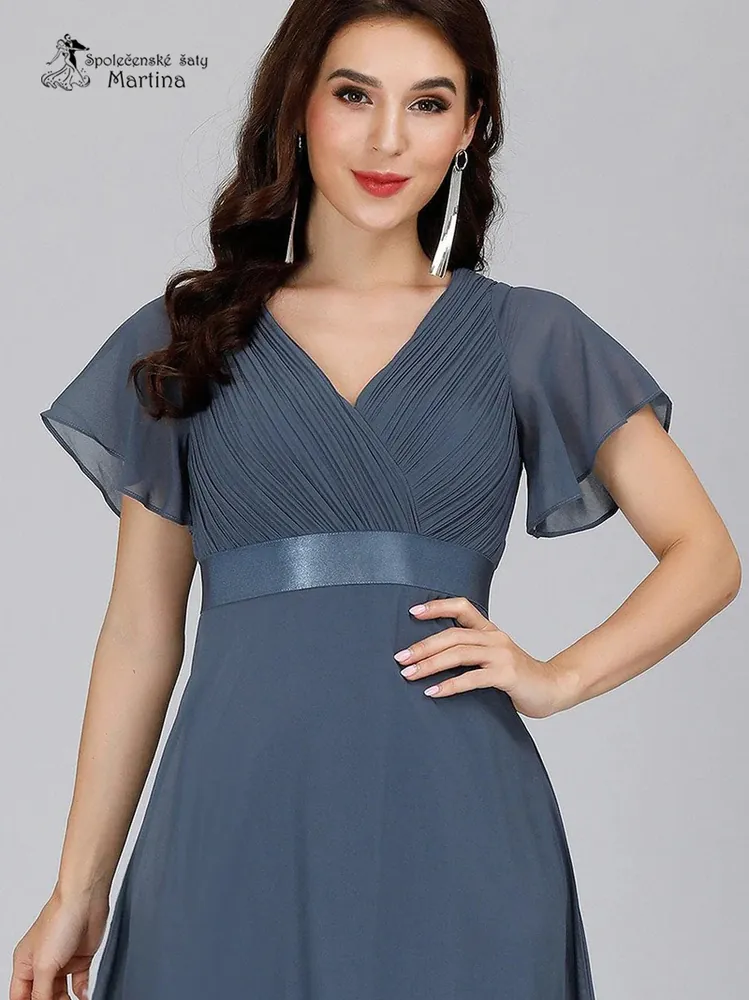 Šifonové šaty "Camila" antického střihu v barvě "dusty navy"