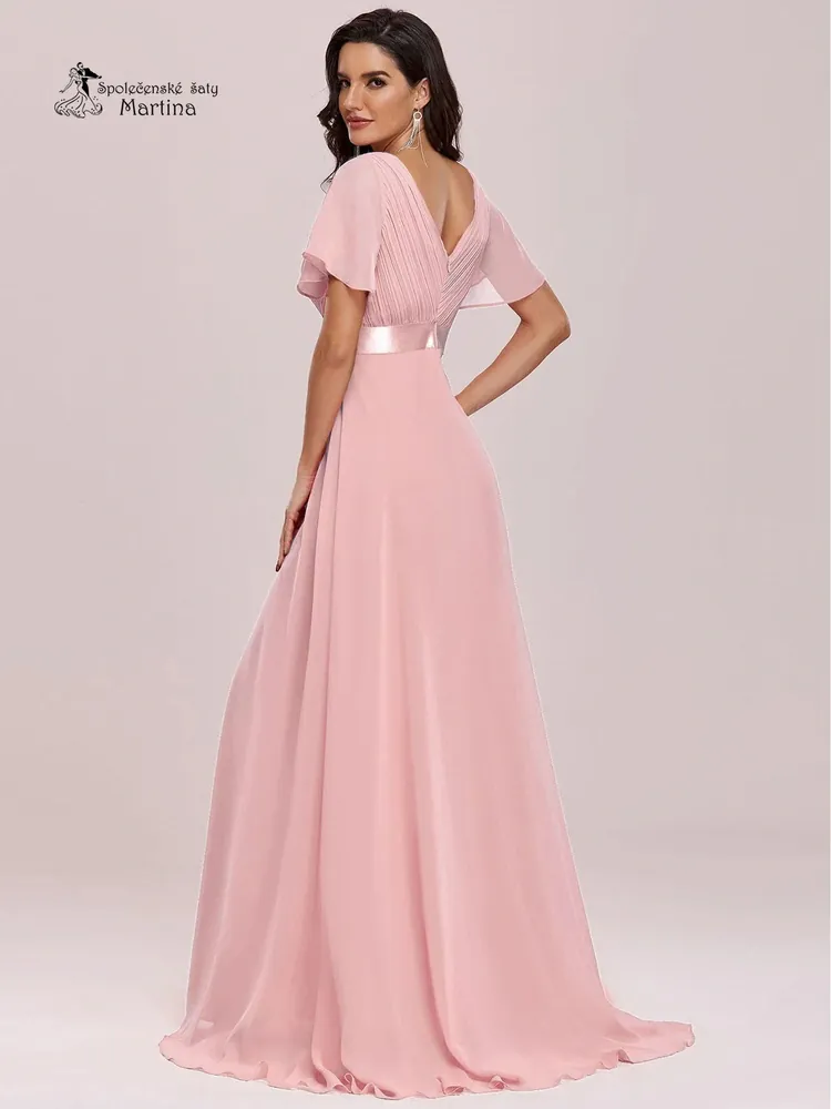 Růžové šifonové šaty "Camila" antického střihu