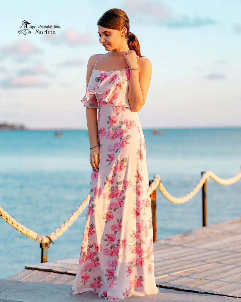 Růžové jemné romantické šaty "Florence"