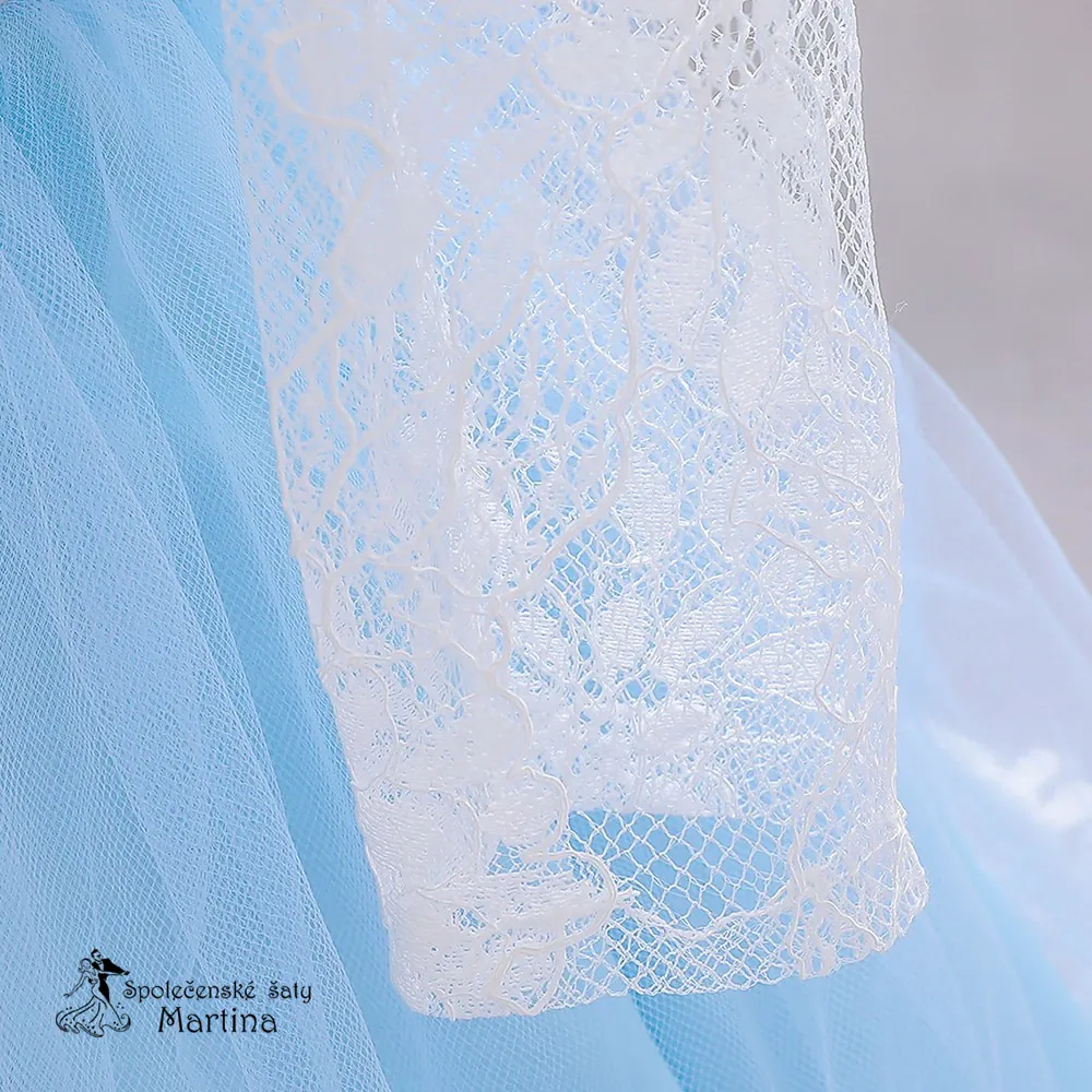 Světle modré šatičky pro nejmenší s rukávem "Beátka" 0-2 roky