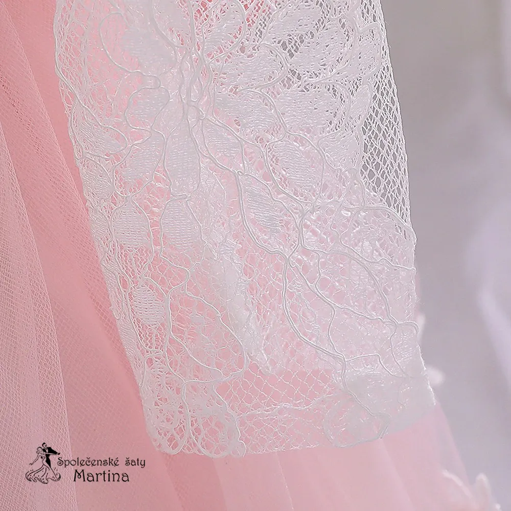 Světle růžové šatičky pro nejmenší s rukávem "Beátka" 0-2 roky