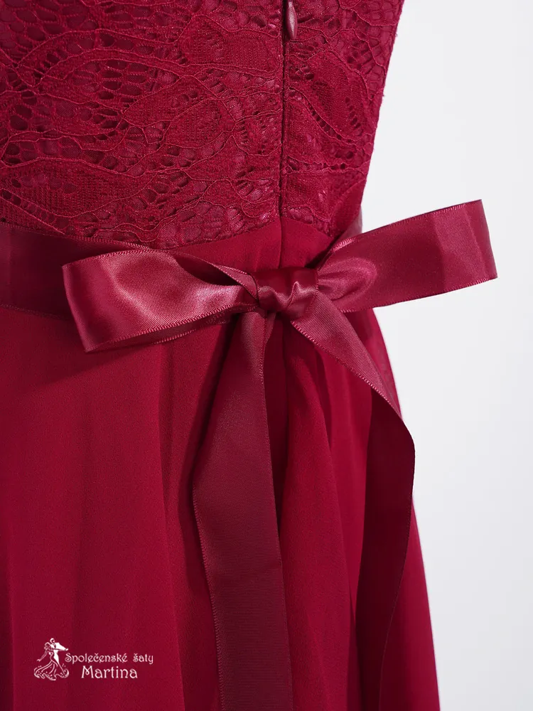 Vínové asymetrické dívčí šaty "Ivetka"  6-16 let