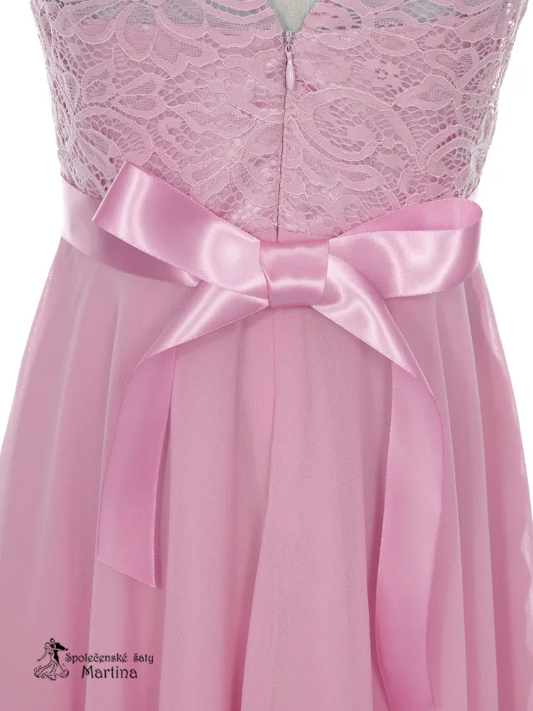 Starorůžové asymetrické dívčí šaty "Ivetka"  6-16 let