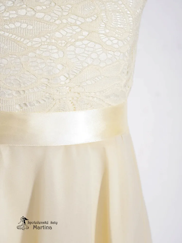 Champagne asymetrické dívčí šaty "Ivetka"  6-16 let