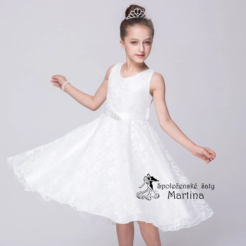 Dívčí šaty pro družičku "Andrea" 3-16 let - bílé