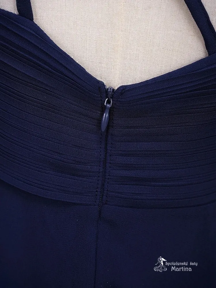 Tmavě modré asymetrické dívčí šaty "Nikolka" na jedno rameno - vel. 12