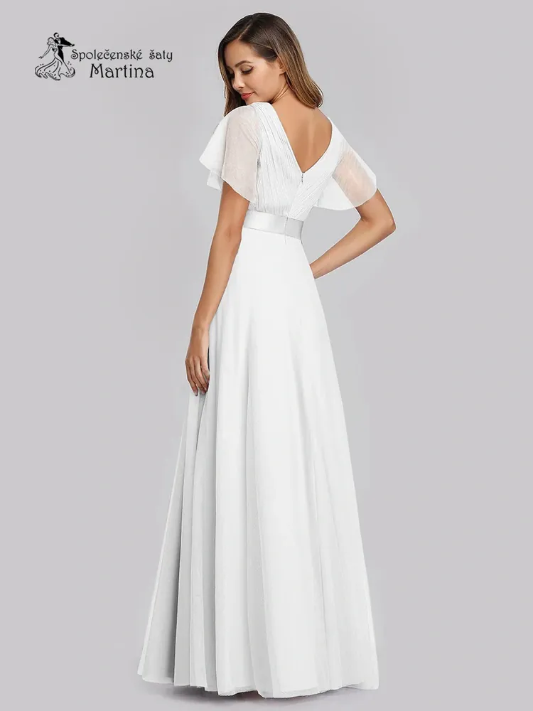 Bílé svatební tylové šaty s krátkým rukávkem “Broke” - vel. 36