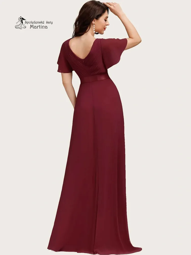 Vínové šifonové šaty "Camila" antického střihu