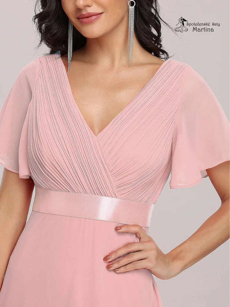 Růžové šifonové šaty "Camila" antického střihu