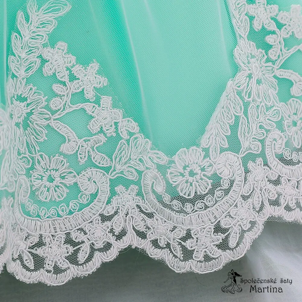 Mintové šatičky pro nejmenší s čelenkou "Adrianka" 0-2 roky