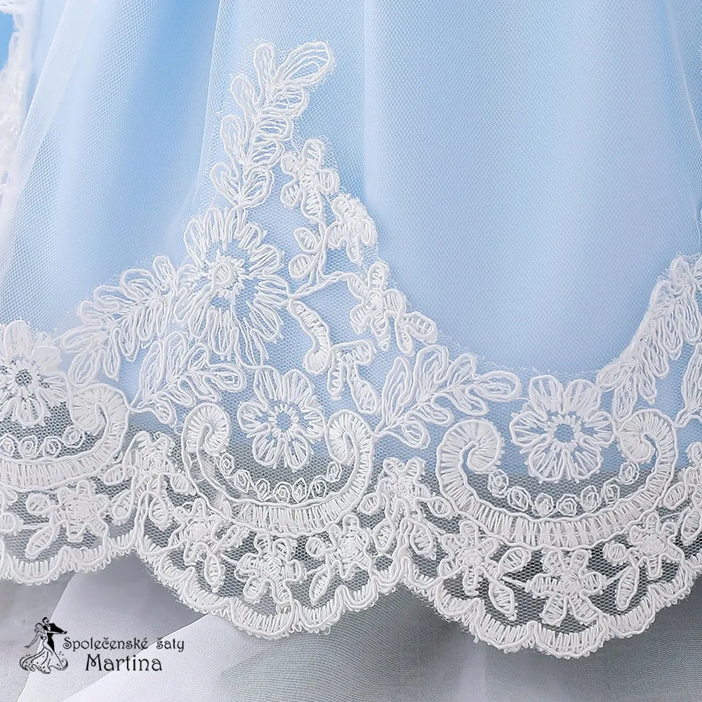 Světle modré šatičky pro nejmenší s čelenkou "Adrianka" 0-2 roky