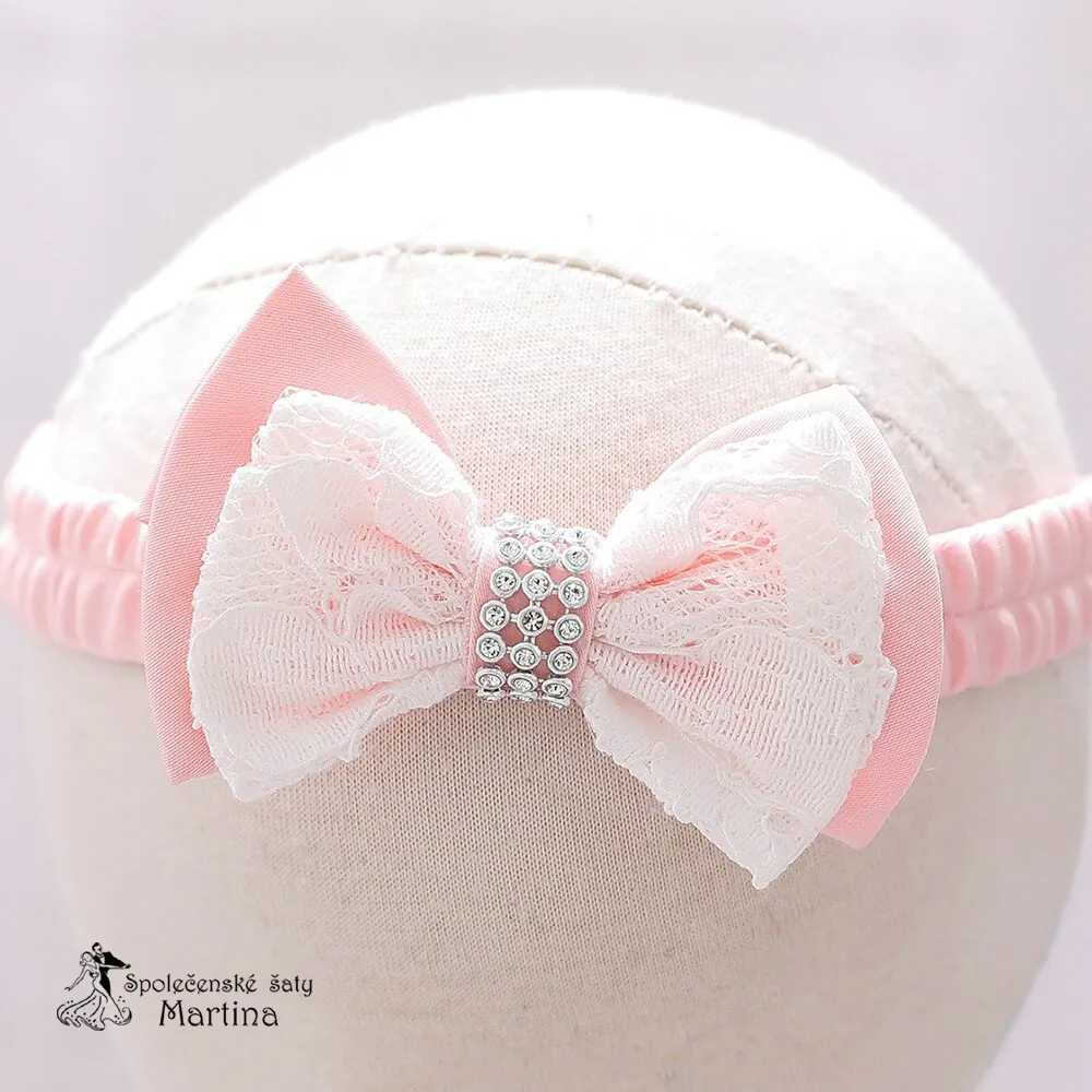 Světle růžové šatičky pro nejmenší s čelenkou "Adrianka" 0-2 roky