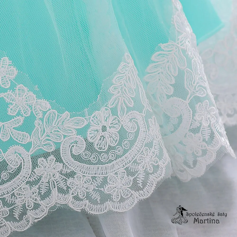 Mintové šatičky pro nejmenší s rukávem "Beátka" 0-2 roky