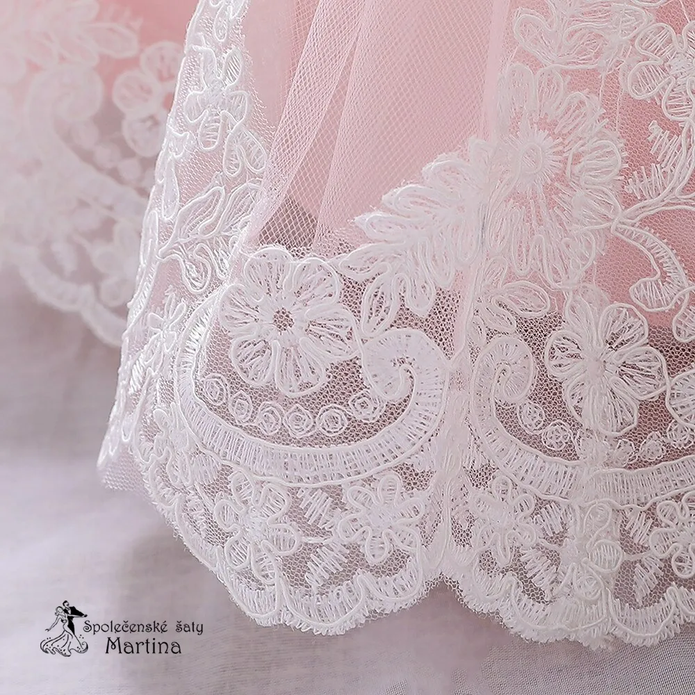 Světle růžové šatičky pro nejmenší s rukávem "Beátka" 0-2 roky