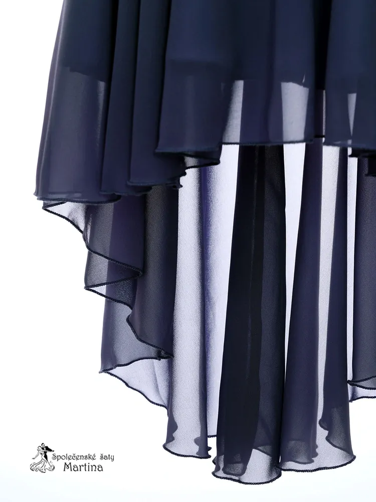 Tmavě modré asymetrické dívčí šaty "Ivetka"  6-16 let