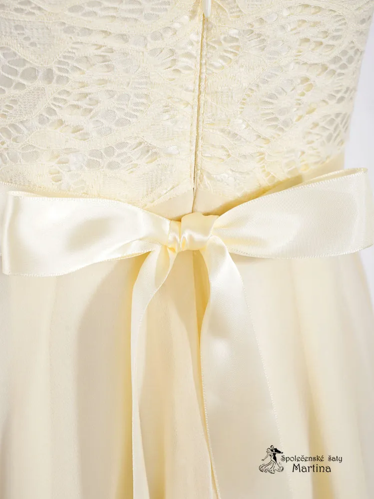 Champagne asymetrické dívčí šaty "Ivetka"  6-16 let