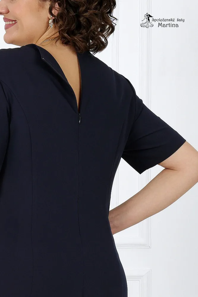 Tmavě modré pouzdrové šaty s krajkovým kardiganem "Dominique"