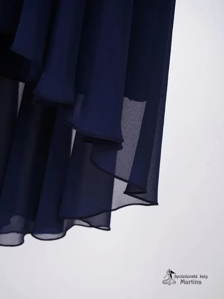 Tmavě modré asymetrické dívčí šaty "Nikolka" na jedno rameno - vel. 12