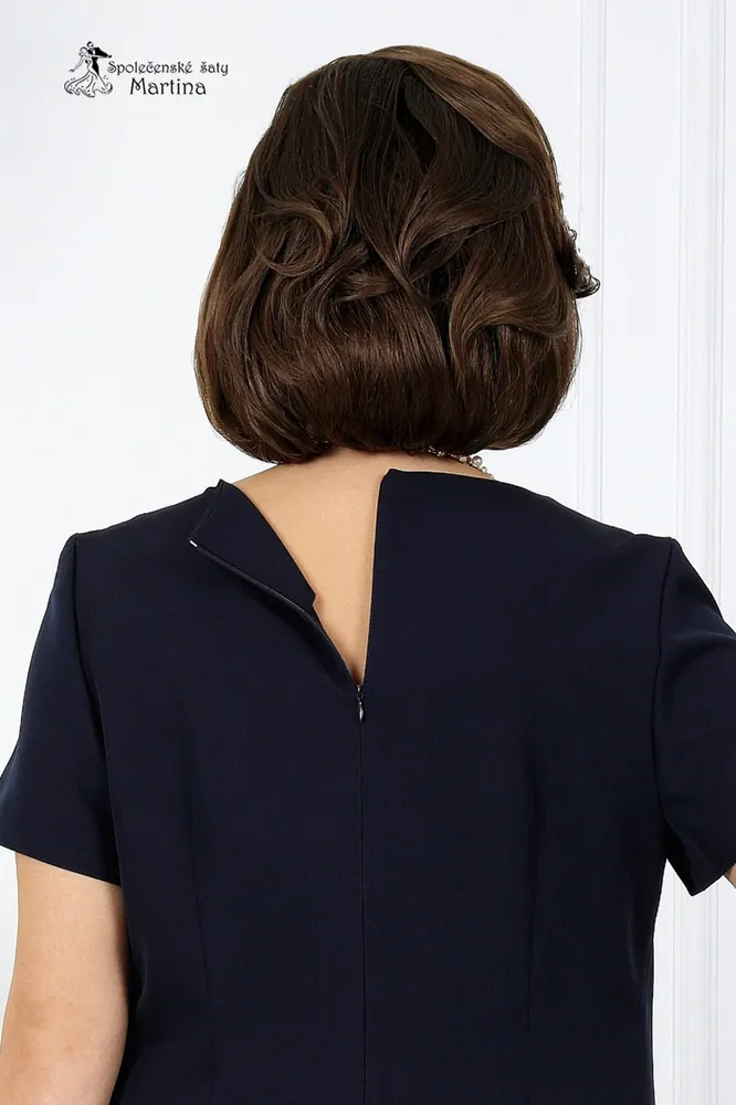 Tmavě modrý 2-dílný set volných šatů a kabátku "Jaida" - vel. 52