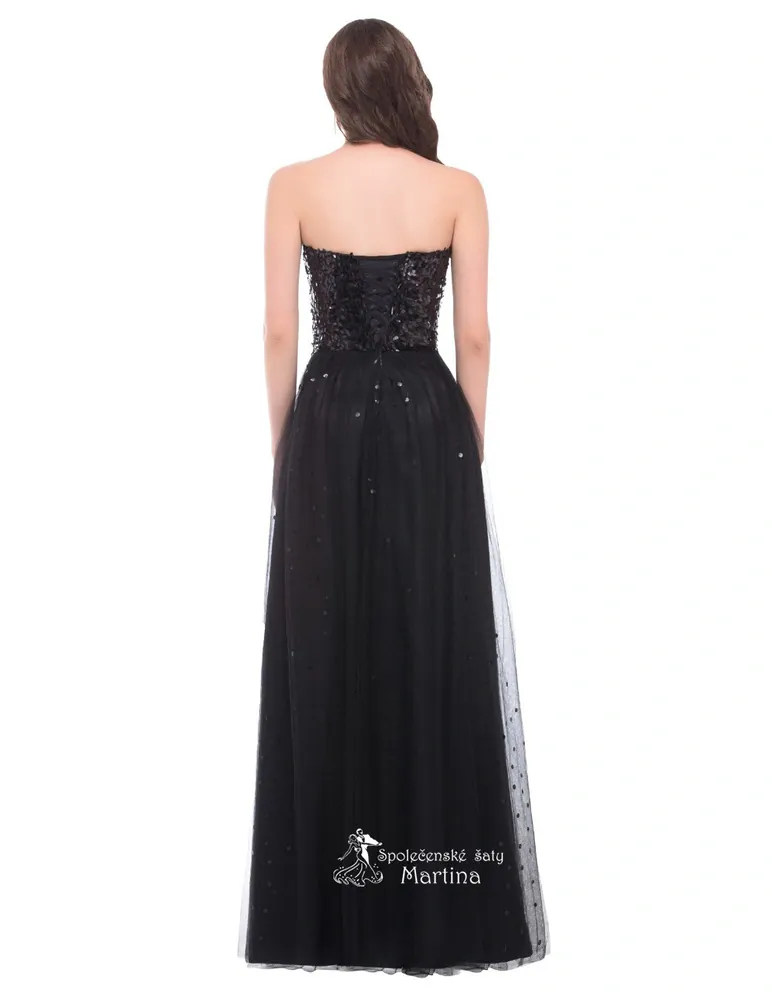 Černé společenské šaty "Mariel" s třpytivým živůtkem