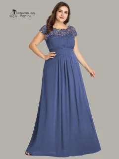 Šaty pro družičky "Isabel" s krajkovými ramínky v barvě dusty navy - vel. 52