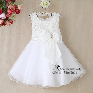 Dívčí šaty pro družičku "Milada" - bílé vel. 12 (7-8 let)