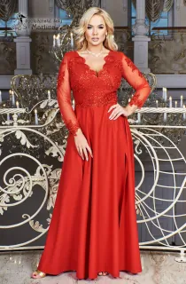 Červené dlouhé společenské šaty "Carmen" - vel. 40