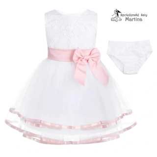 Bílo-růžové šatičky pro miminka "Vaneska" - 18-24 měs, vel. 90