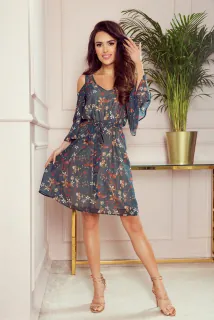 Vzdušné šifonové šaty "Marina" - tmavě zelené - vel. S