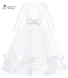 Bílé dívčí šaty "Doubravka" - vel. 8, dlouhý rukáv, dlouhá sukně