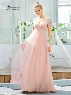 Růžové společenské šaty pro družičku "Dolley" - vel. 42