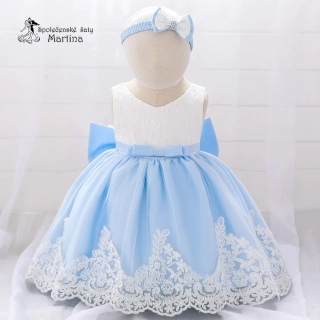 Světle modré šatičky pro nejmenší s čelenkou "Adrianka" - vel. 90