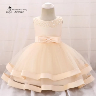 Champagne šatičky pro dívky / družičky "Sárinka" - vel. 90