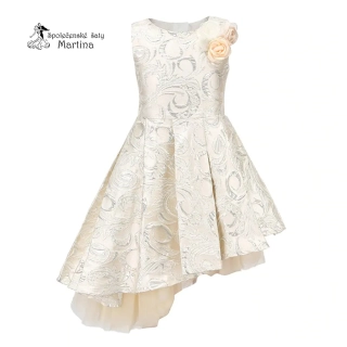 Luxusní asymetrické champagne dívčí šatičky "Jasmínka" - vel. 3