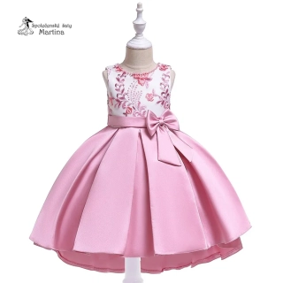 Elegantní tmavě růžové asymetrické šaty "Saskie" s výšivkou v živůtku - vel. 150