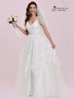 Svatební šaty "Katherine" se zdobenou vrchní vrstvou - vel. 38