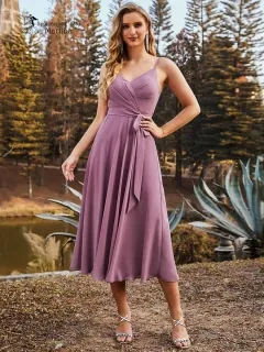 Starorůžové šaty pro svatebního hosta "Till" v délce midi - vel. 44