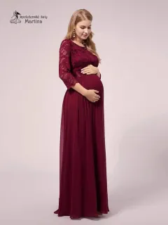 Vínové těhotenské společenské šaty "Trish" - vel. 34