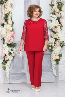 Červený elegantní společenský kostýmek "Sheryl" - vel. 52