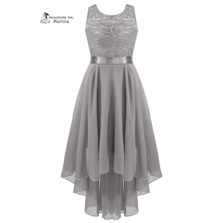 Šedé asymetrické dívčí šaty "Ivetka" - vel. 16