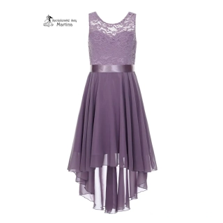 Šeříkové asymetrické dívčí šaty "Ivetka" - vel. 16