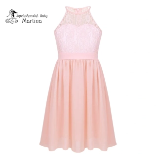 Dívčí šaty "Evelína krátké" 4-16 let - světle růžové