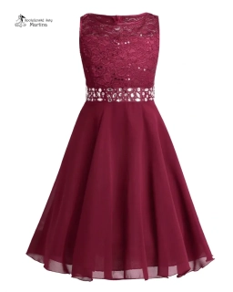 Vínové elegantní krátké dívčí šaty "Dituška" 4-16 let